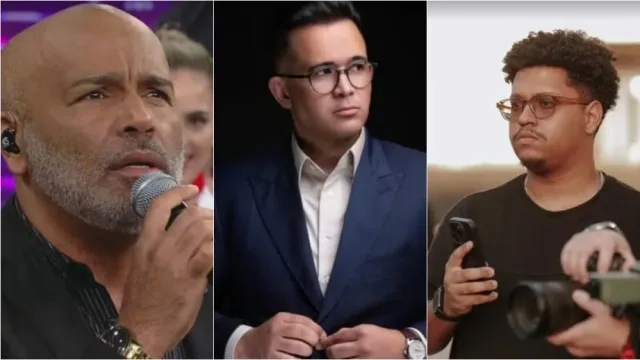 Foto mostra Rick, Bruno Avelar e Paulo Soares, três dos quatro passageiros que estavam no helicóptero que desapareceu em SC