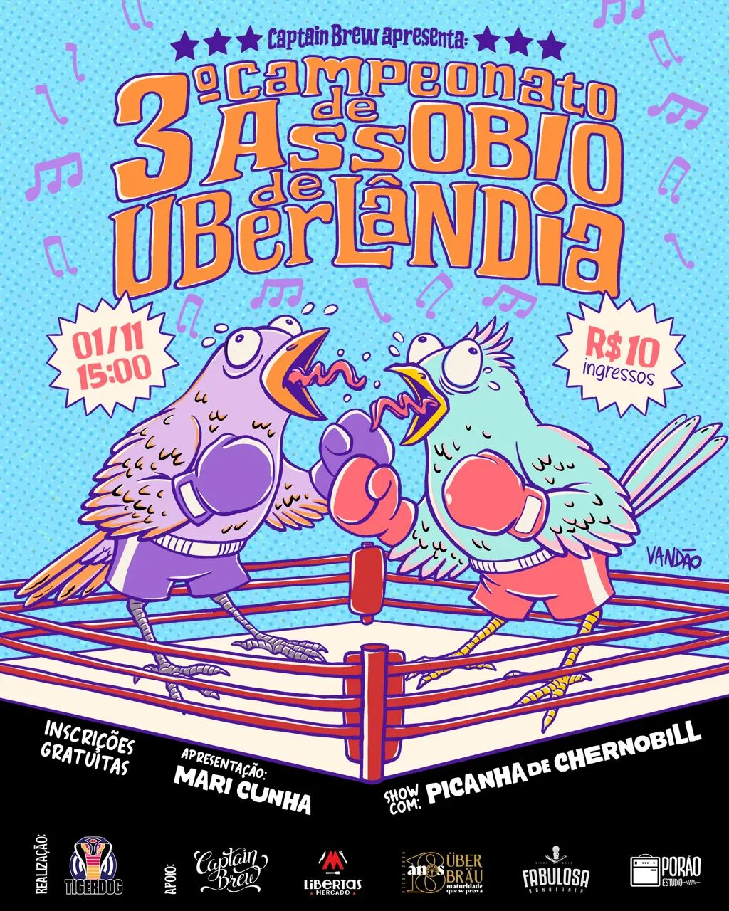 3º Campeonato de Assobio de Uberlândia reúne competição inusitada, música ao vivo e prêmios
