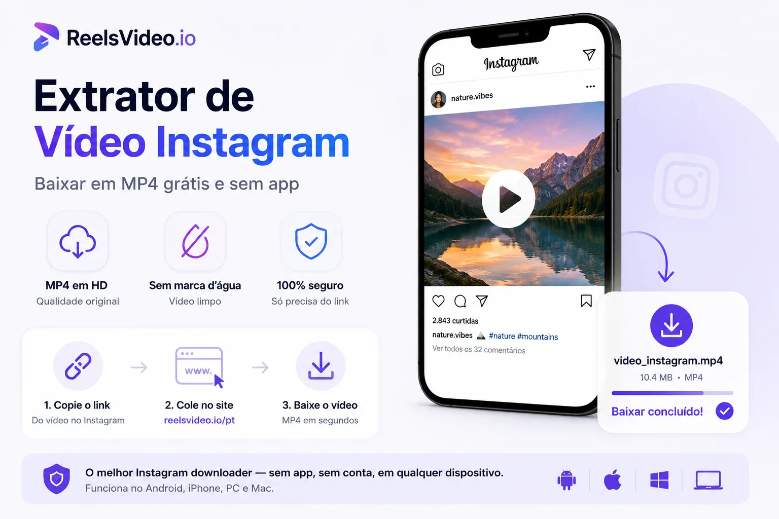 Extrator de Vídeo Instagram — Baixar em MP4 Grátis e Sem App