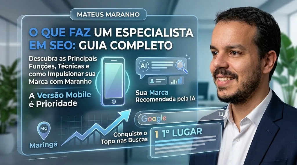 Especialista em SEO analisa estratégias de otimização de sites para melhorar o posicionamento no Google e aumentar o tráfego orgânico.
