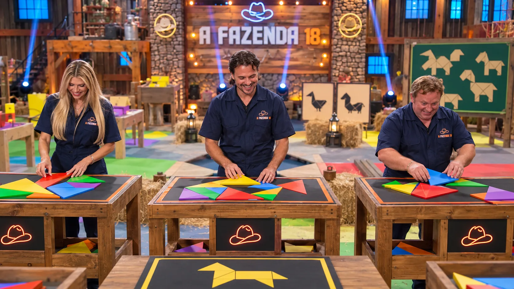 Quem ganhou a Prova do Fazendeiro hoje (30) em A Fazenda 18? Adryana, Daniel e Sérgio disputam o chapéu em prova de Tangram